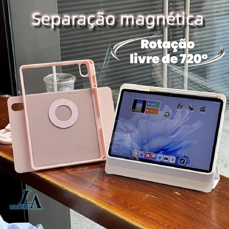 Capa Giratória Magnética para Tablet 10–11” – Rotação 360°, Suporte Ajustável e Função Auto Sleep