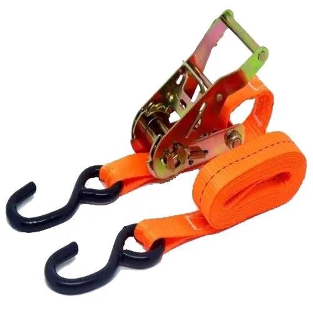 Cinta Catraca Para Amarração De Carga Pesada Laranja 800kg 3 Metros 25mm Super Resistente - ROBUSTEC - Home & Living