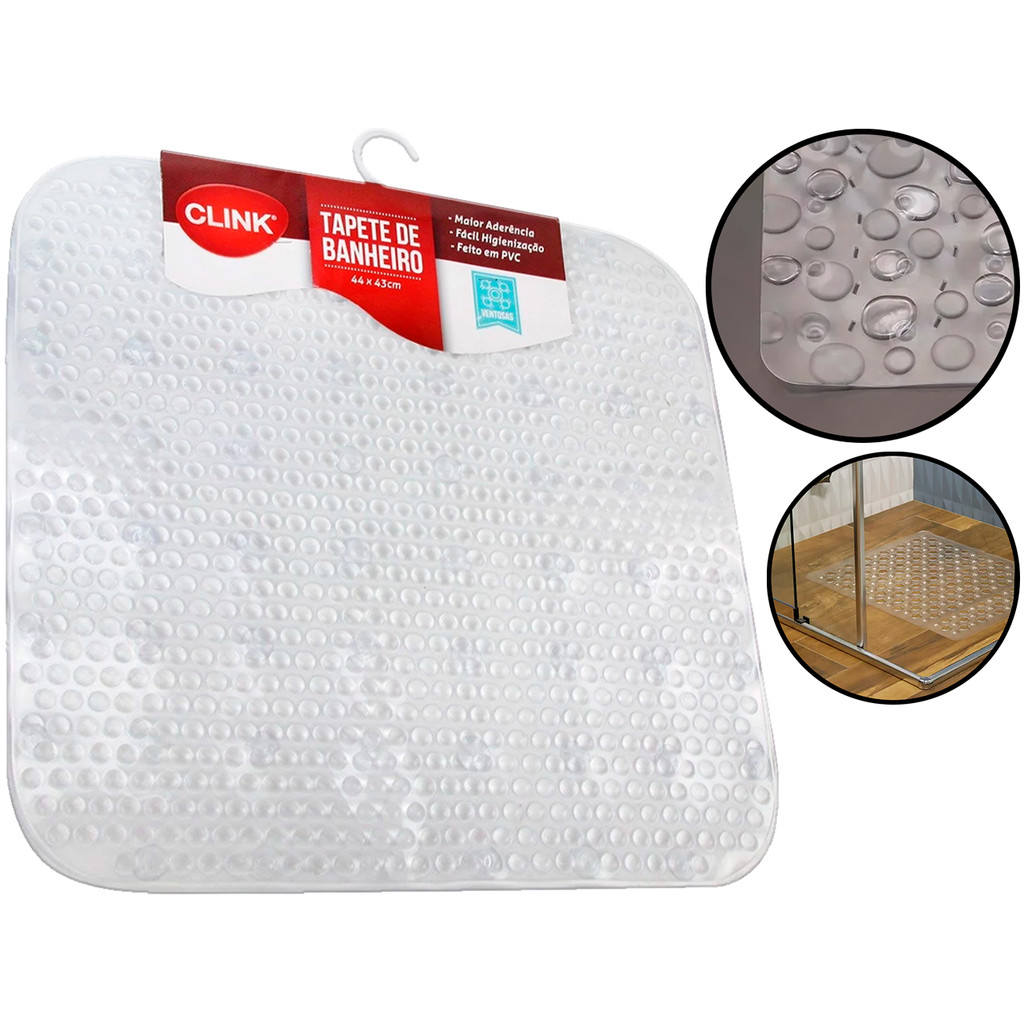 Tapete Plástico Quadrado Antiderrapante Piso Banheiro Lavabo Box 44cm x 43cm Clink em Oferta na Shopee