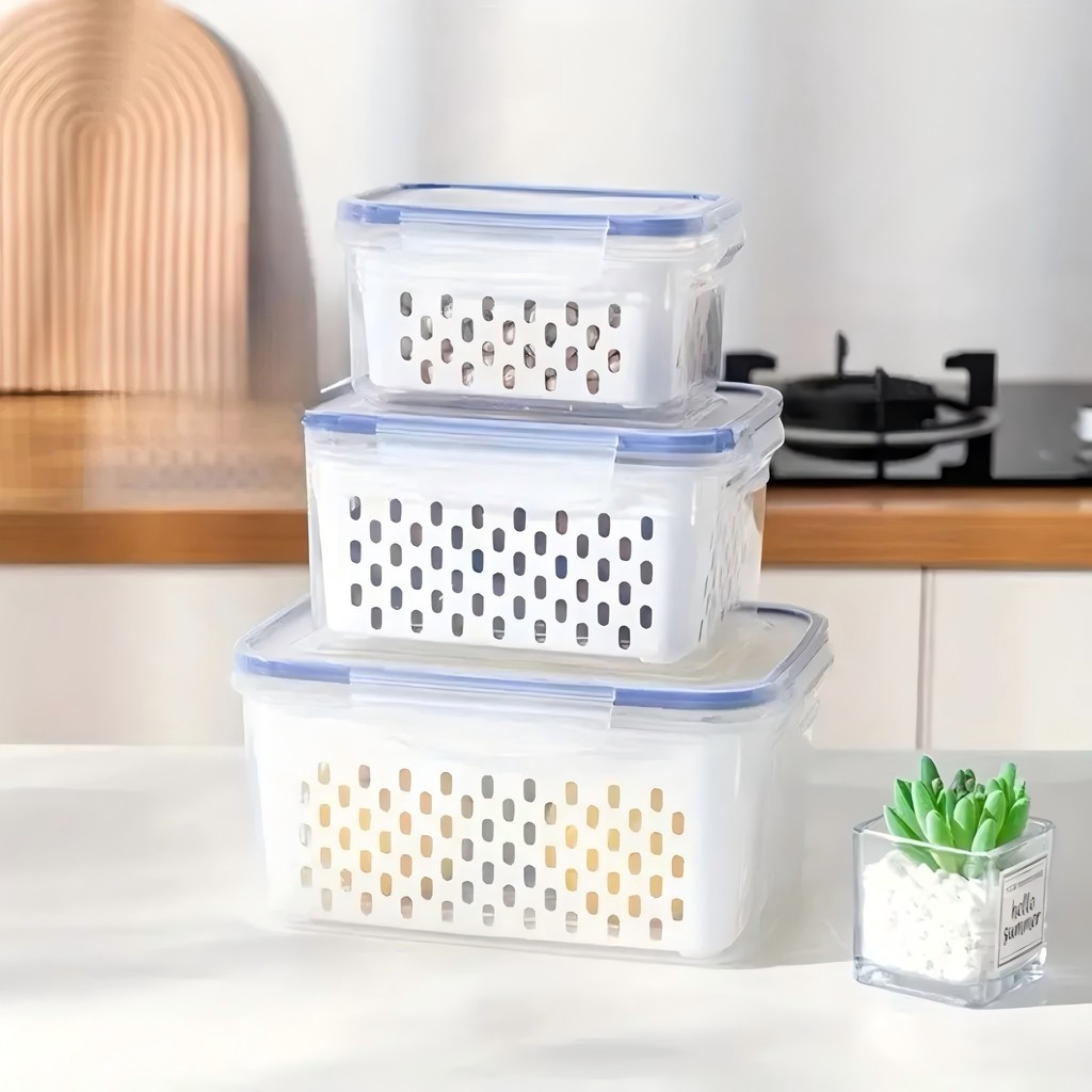 Kit 3 potes Organizadores Geladeira Organizador Alimentos Vegetais Cozinha Moderna