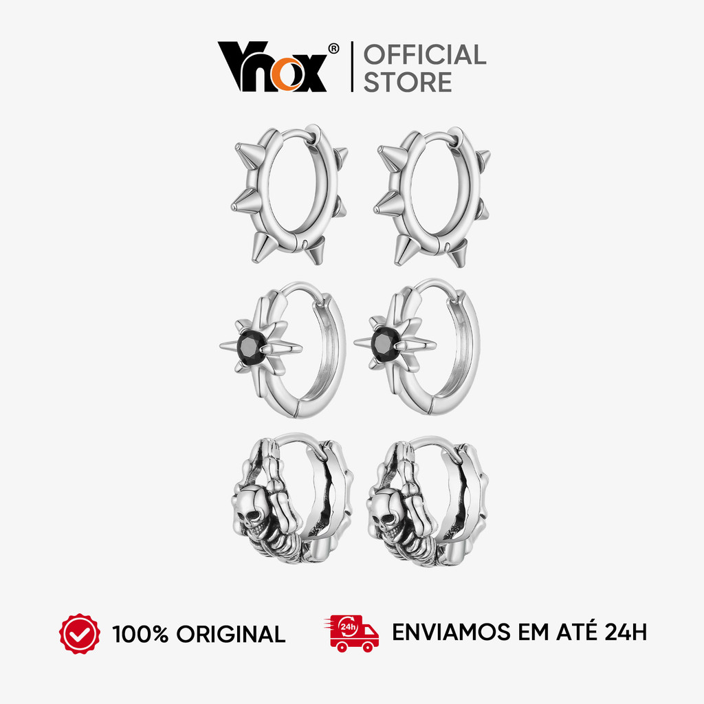 Brincos De Aço Inoxidável VNOX Para Homens Argola De Octágram De Zircônia Preta‌ Melhor Amigo Presente De Dia Dos Pais J em Oferta na Shopee