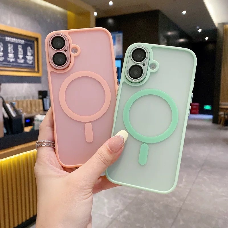 Magnético Luxo Fosco(3) Translúcido Armadura Caso À Prova De Choque Para iPhone 16 15 14 13 12 11 Pro Max 14 16 Plus Mag em Oferta na Shopee