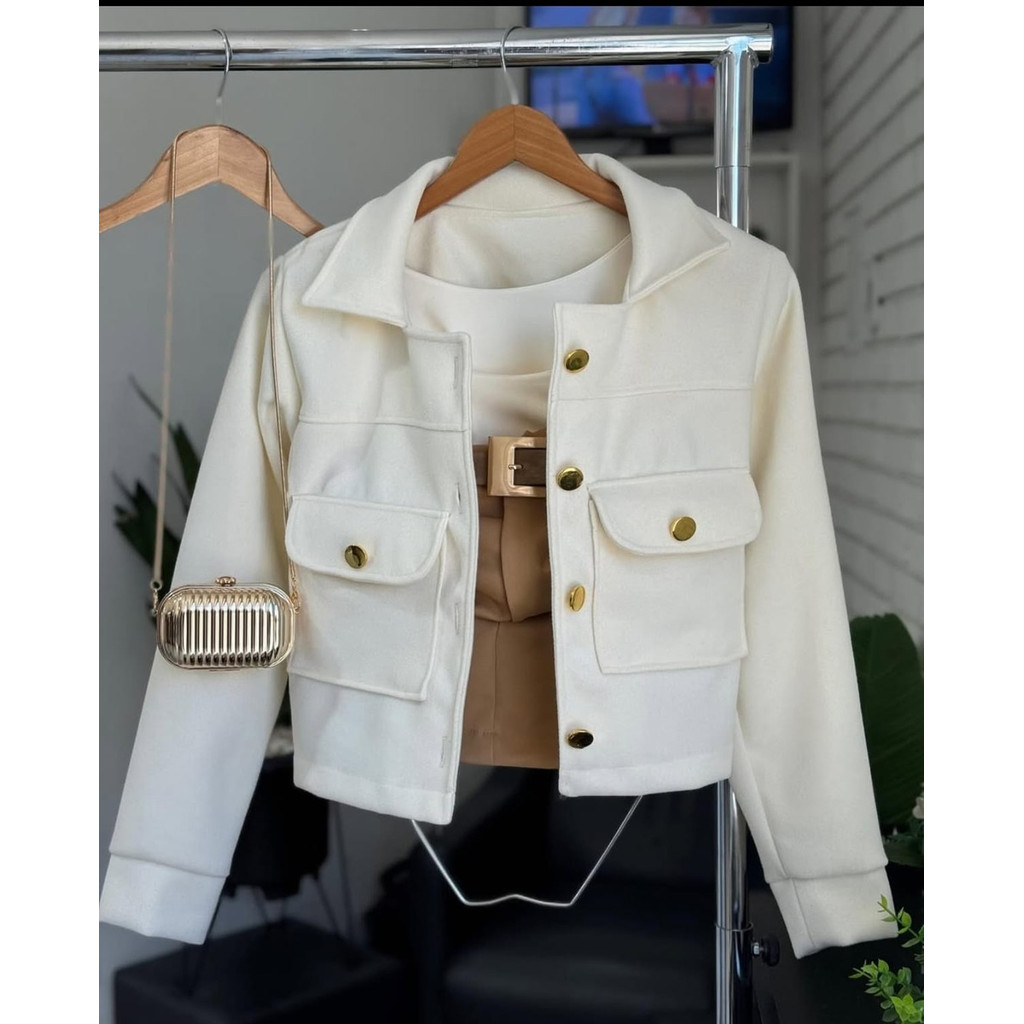 Detalhes do Jaqueta Feminina Casaco De Frio Lã Batida  Moda Premium Slim
