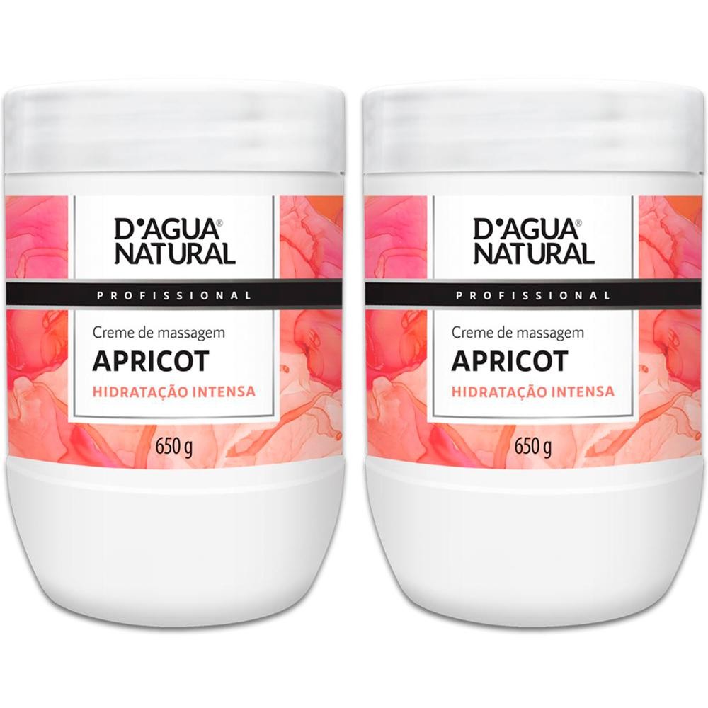 Imagem Kit 2 Potes Cremes de Massagem Dagua Natural Apricot 650g Hidratação Intensa