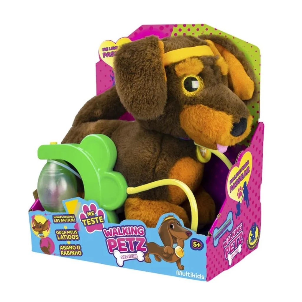 Brinquedo Infantil Walking Petz Salsicha Pelúcia de Cachorro Multikids - BR1875 - Mom & Baby
