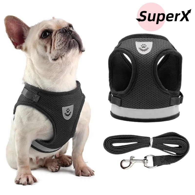 Coleira Peitoral Cachorro e Gato, conjunto de guia + coleira tipo colete para pet pequenos e médios