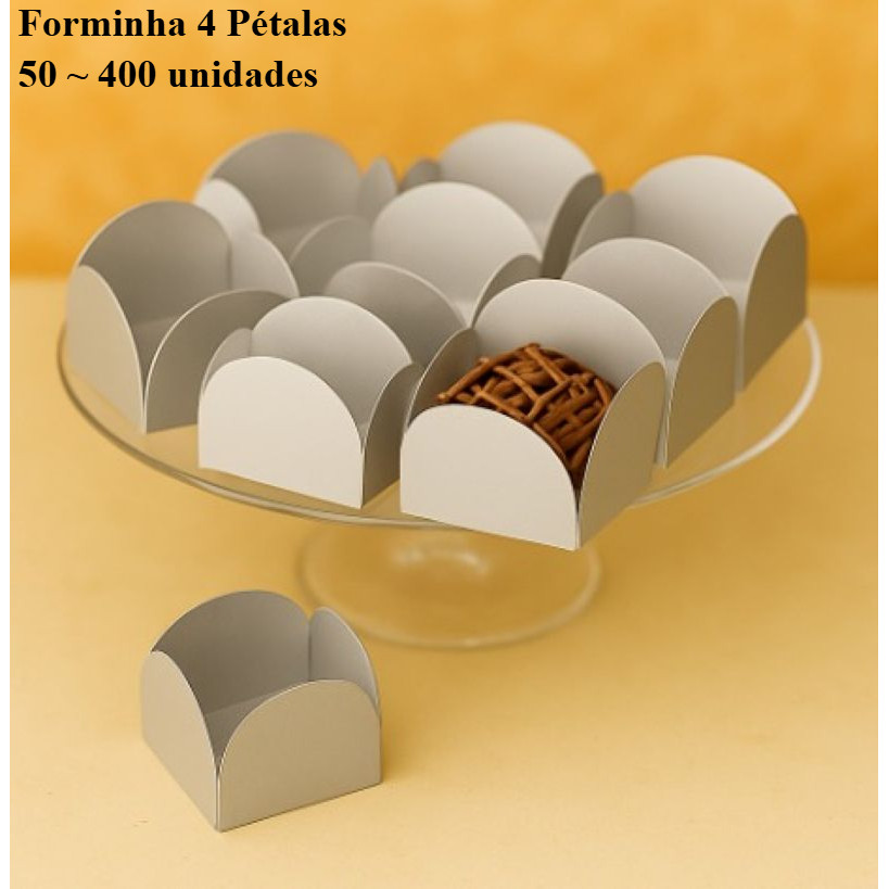KIT Forminha Prata 4 Pétalas - Nº 6 (3 x 3cm) - 50 ~ 400 Unidades - Plac em Oferta na Shopee
