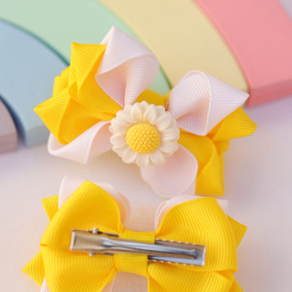 Dupla de Laço Branco e Amarelo / Par de Laço Infantil / Duplinha Mesclada / Laço F