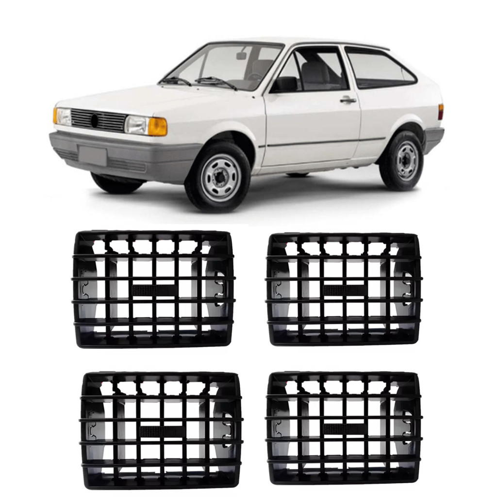 KIT 4 DIFUSORES DE AR CENTRAL LATERAL GOL VOYAGE PARATI SAVEIRO 1987 1988 1989 1990 1991 92 93 94 PRETO DIREITO ESQUERDO