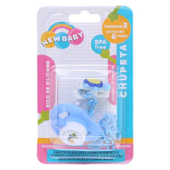Chupeta New Baby Reta Silicone Com Prendedor Fase 2