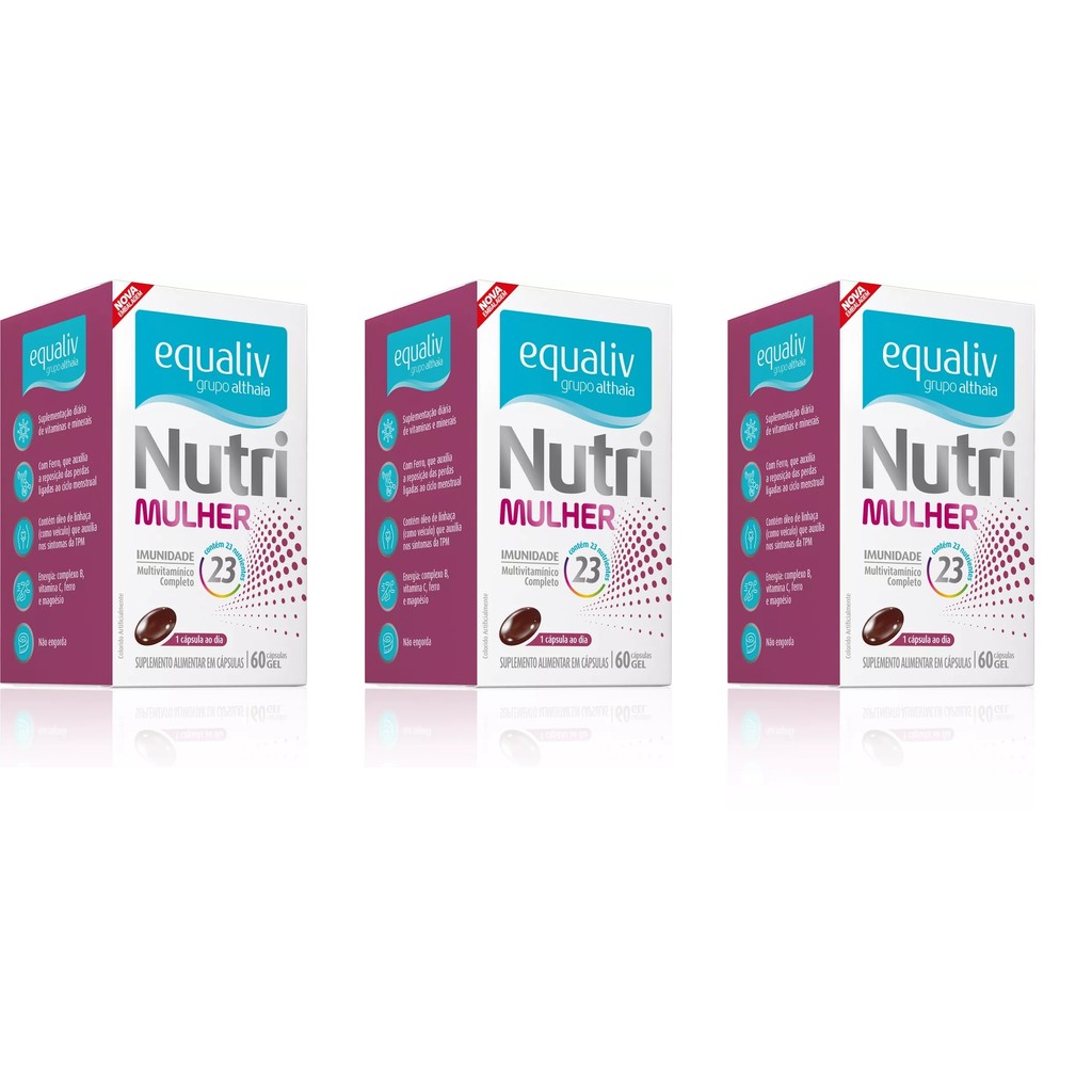 Kit c/ 3 Suplemento Equaliv Nutri Mulher Óleo Linhaça 60Cps
