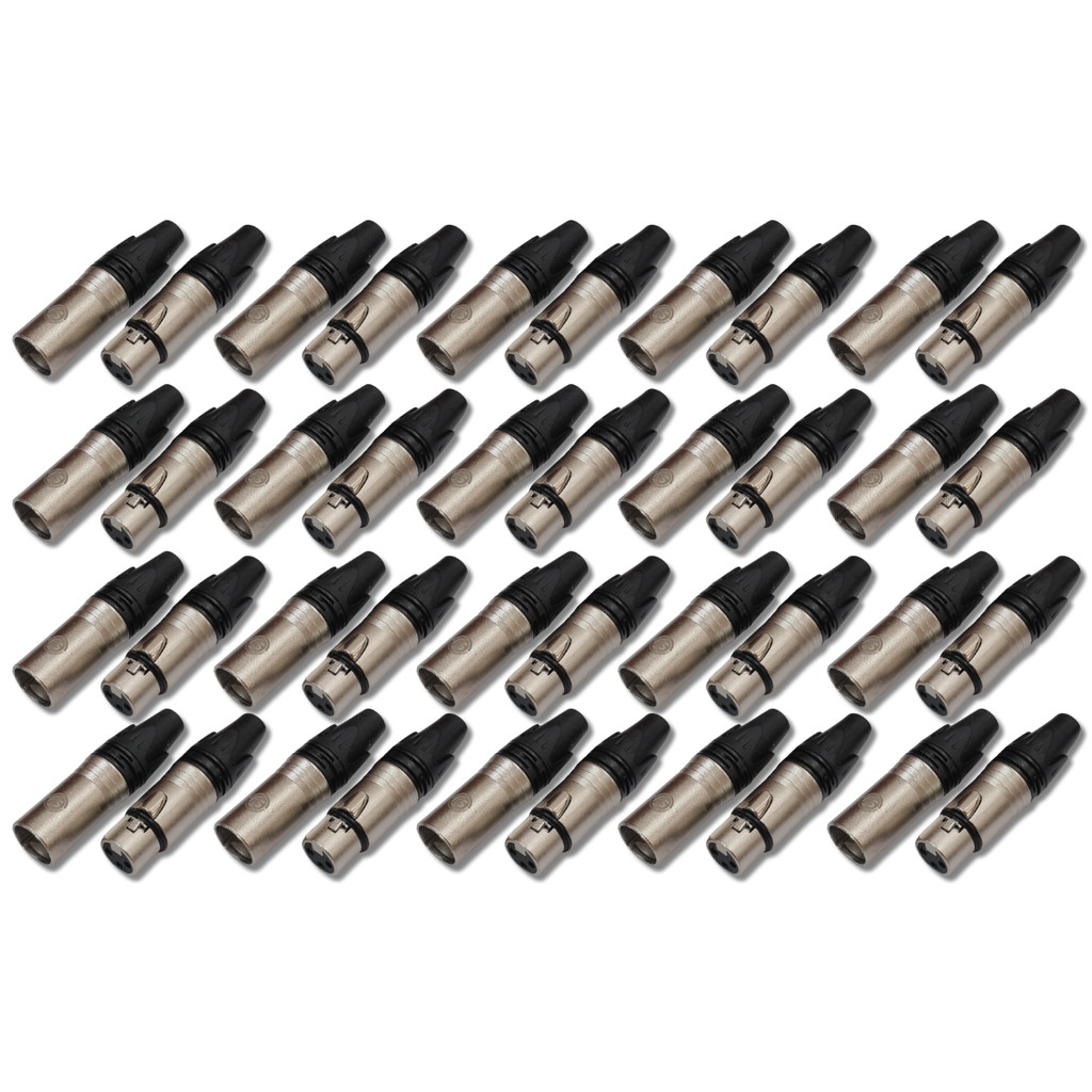 Kit 20 Plug XLR Macho + 20 Plug XLR Fêmea XL03 Robusto SV