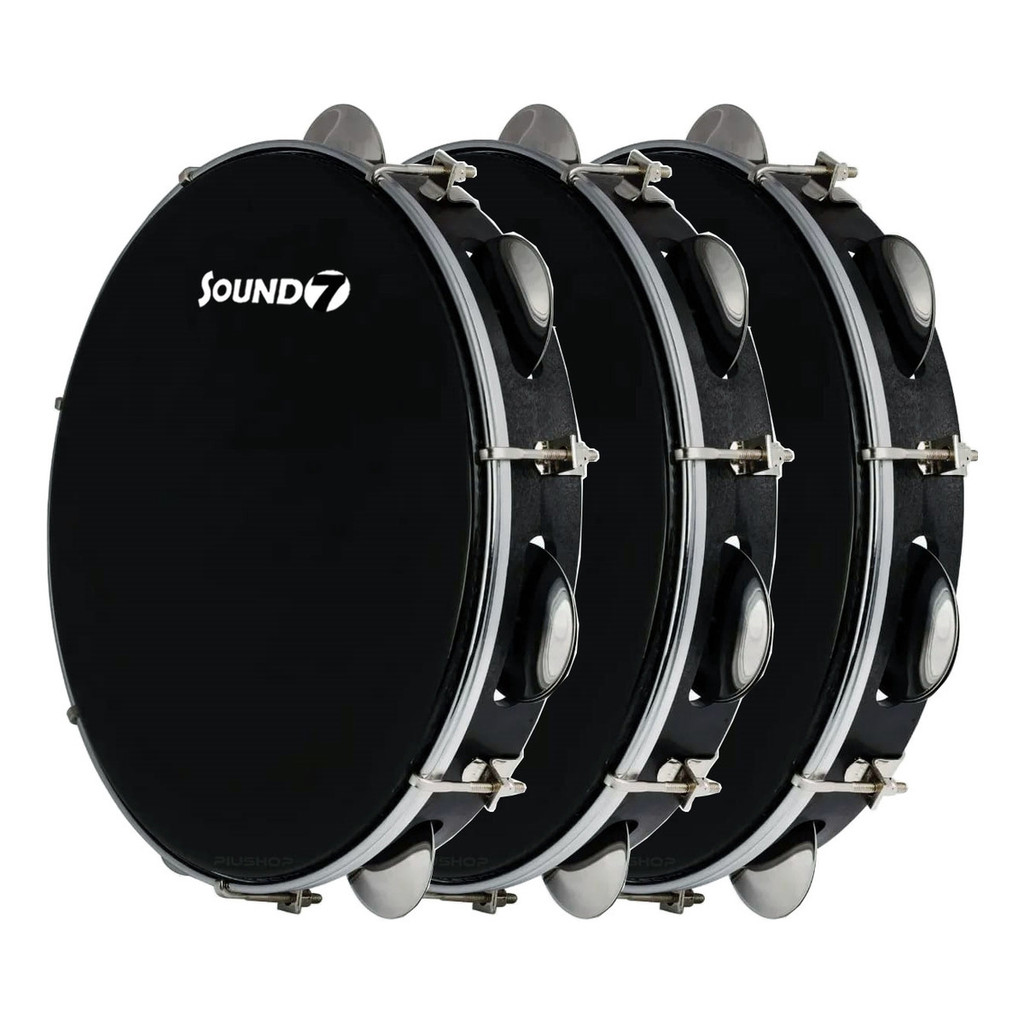 Kit 3 Pandeiro Profissional Phx Preto 10 Pele Preta Sound7 em Oferta na Shopee