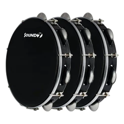 Kit 3 Pandeiro Profissional Phx Preto 10 Pele Preta Sound7