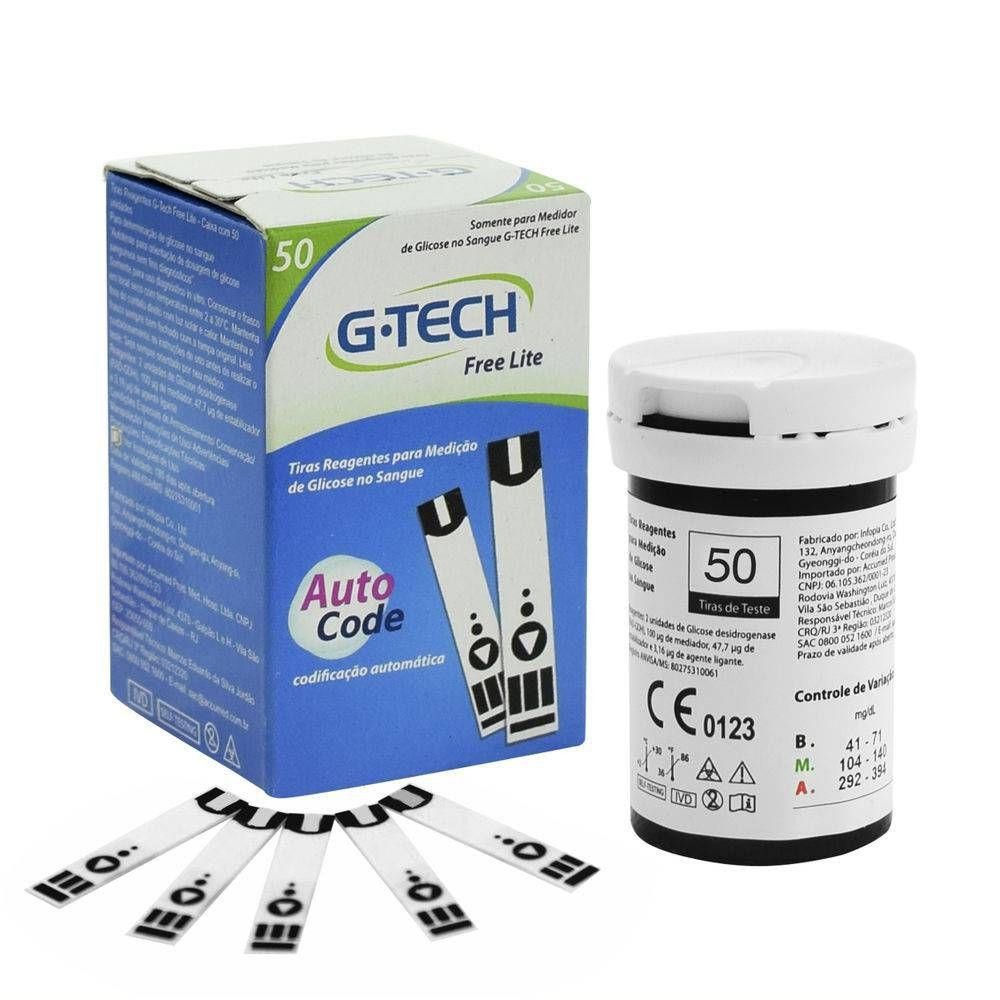 Fita Tira De Glicemia Lite Para Medidores de Glicose Gtech Lite ( 50 Unidades )