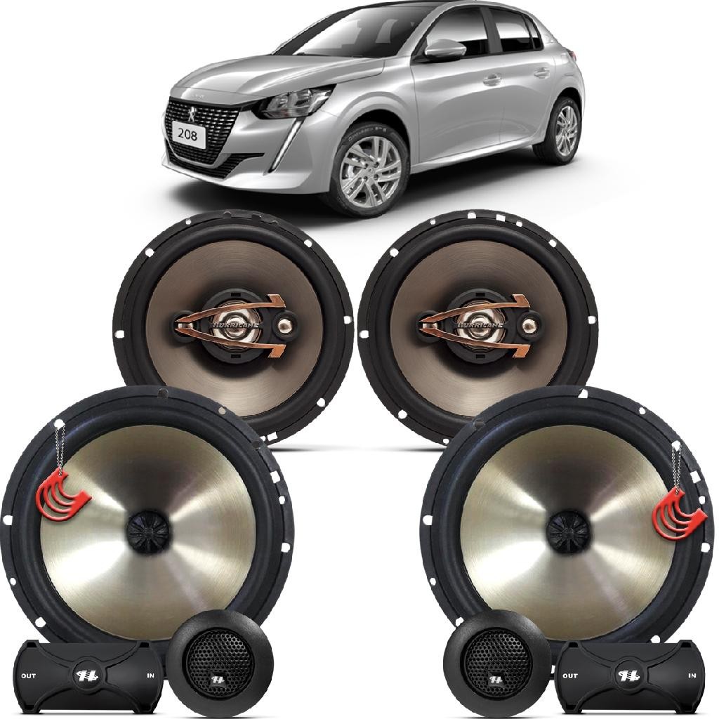 Kit Alto Falantes Dianteiros + Traseiros Peugeot 208 2021 2022 2023 2024 2025 Hurricane Platino 640w - Spare Parts and Accessories for Vehicles
