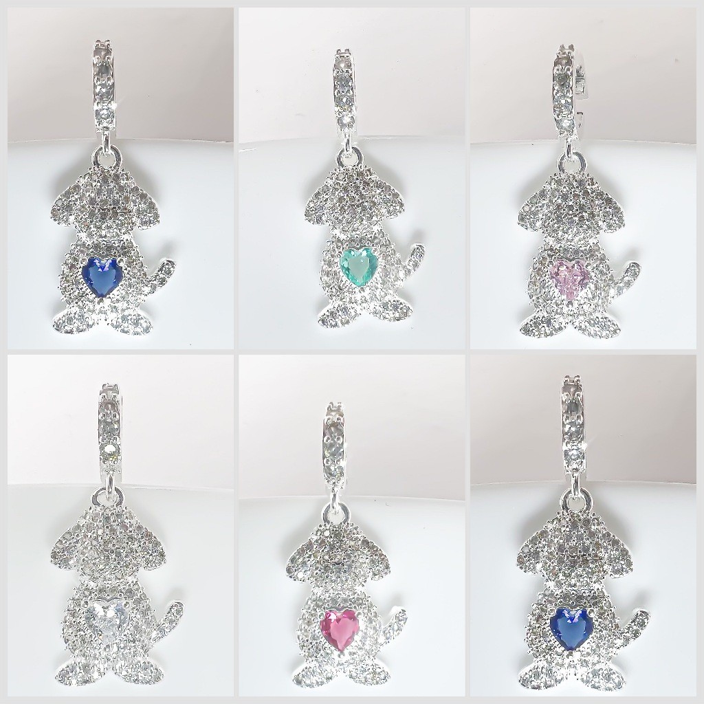 Pingente de Cachorro Cravejados com Zircônias de Prata Semi Joia 925 em Oferta na Shopee