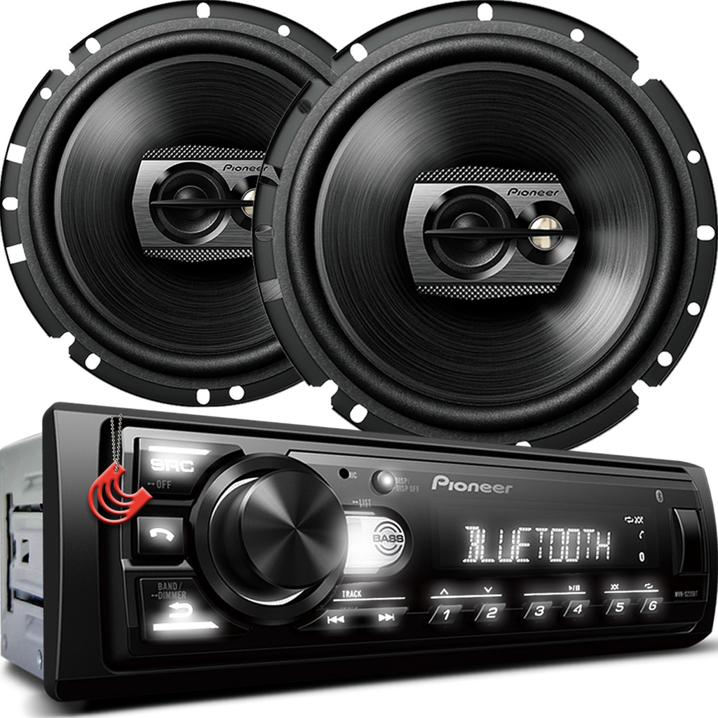 Combo Kit Auto Radio Som Aparelho Automotivo Usb Pioneer +2 Falantes Triaxial 6" Dianteiros Portas - Spare Parts and Accessories for Vehicles