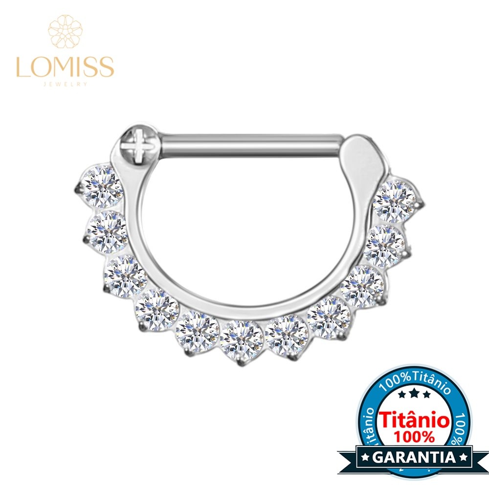 Lomiss Piercing Septril Nariz Rook Meia Argola Titânio Segmento Articulado Zircônia em Oferta na Shopee