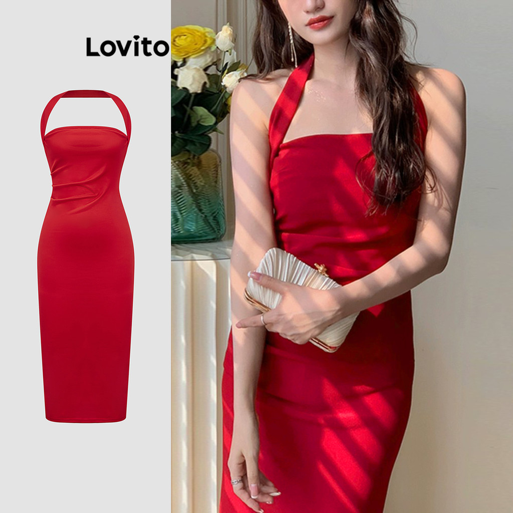 Lovito Vestido elegante simples com ombros descobertos para mulheres L110AD270 - Women Clothes