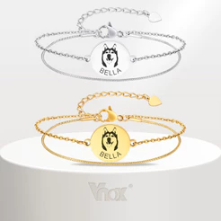 Vnox Corrente De Camada Dupla Diy Pulseira Personalizada Para Mulheres Aço Inoxidável Ajustável Charme Pulseiras Jóias D
