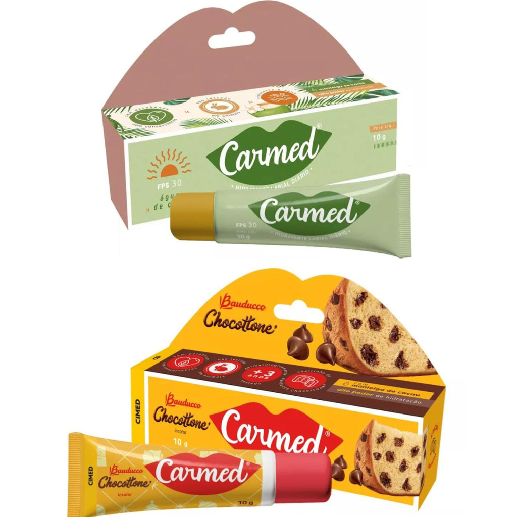 Kit Carmed Agua De Coco E Chocotone Bauducco Labial 10g