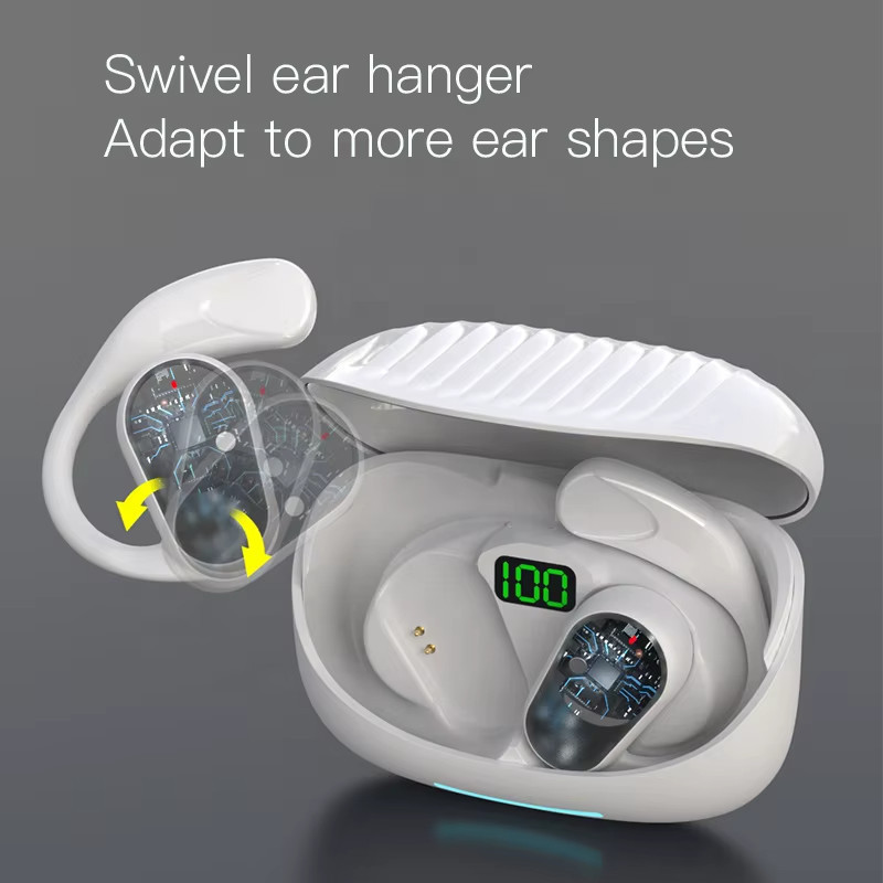 Fone de ouvido sem fio para esportes com ajuste de rotação de condução óssea OWS 90 Bt 5.3 TWS
