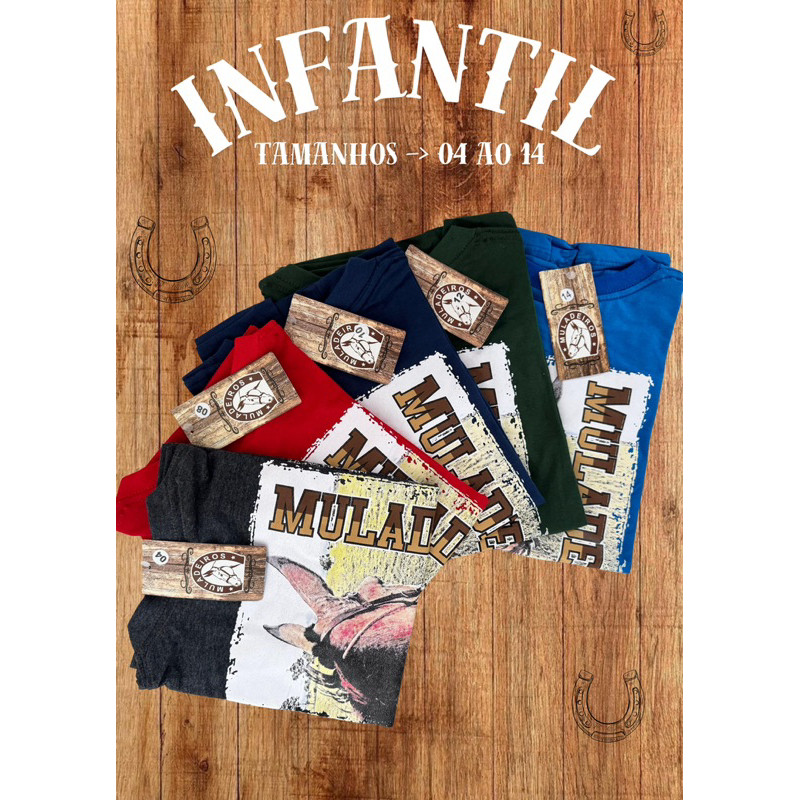 CAMISETA INFANTIL E JUVENIL COUNTRY ALGODÃO MULADEIRO PREMIUM em Oferta na Shopee