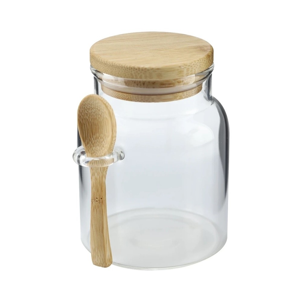 Mini Pote Organizador de Temperos Hermético 250 ml com Tampa e Colher em Bambu Dynasty