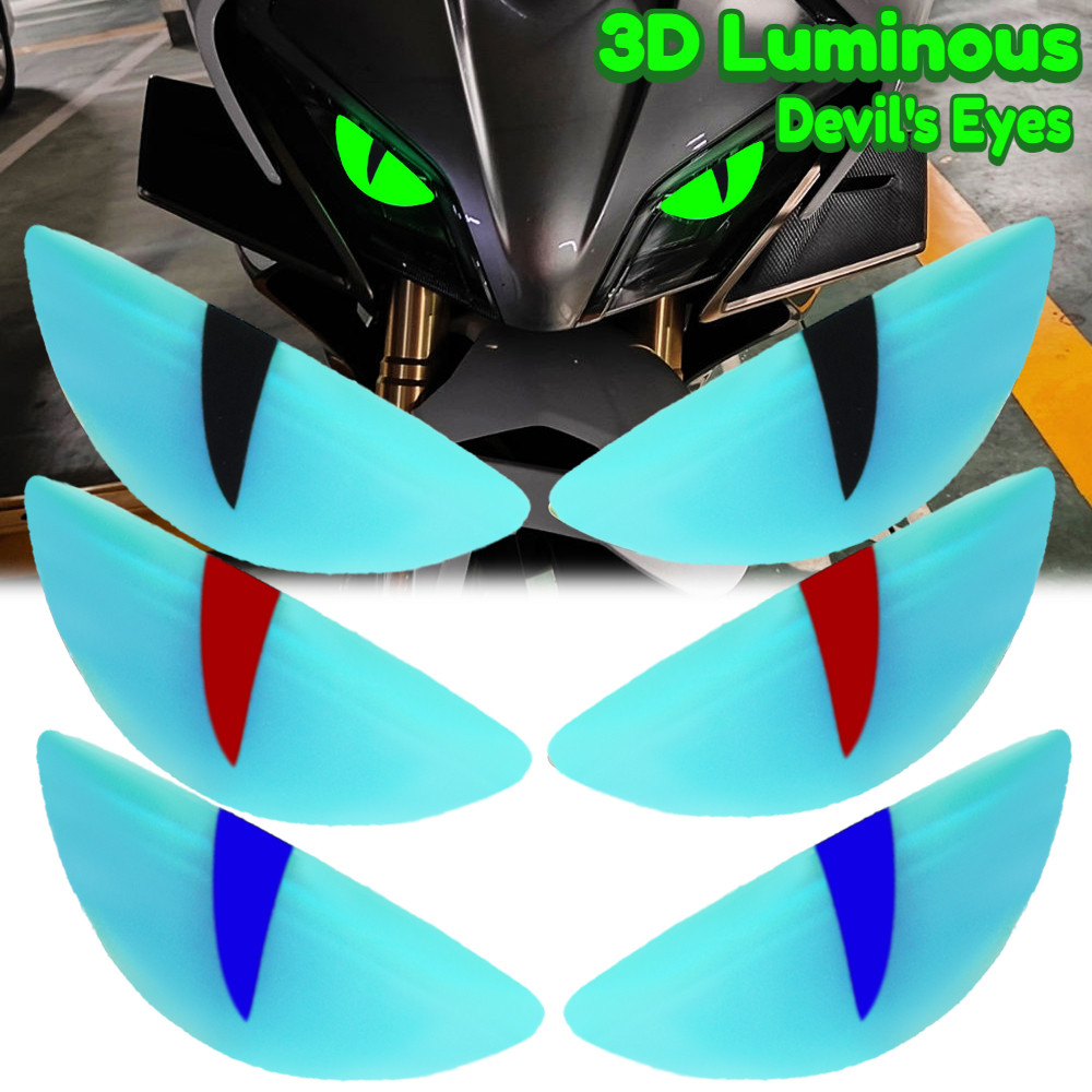 Segurança Noturna Condução 3D Luminoso Olho Do Diabo Motocicleta Farol Adesivos Reflexivos Personalidade Universal Capac em Oferta na Shopee