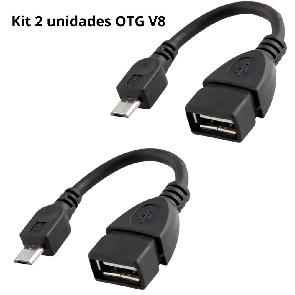 Kit 2 Cabo Otg Usb V8 Micro Usb Macho Para Usb Fêmea Conversor Adaptador Pendrive Celular Tablet FANG