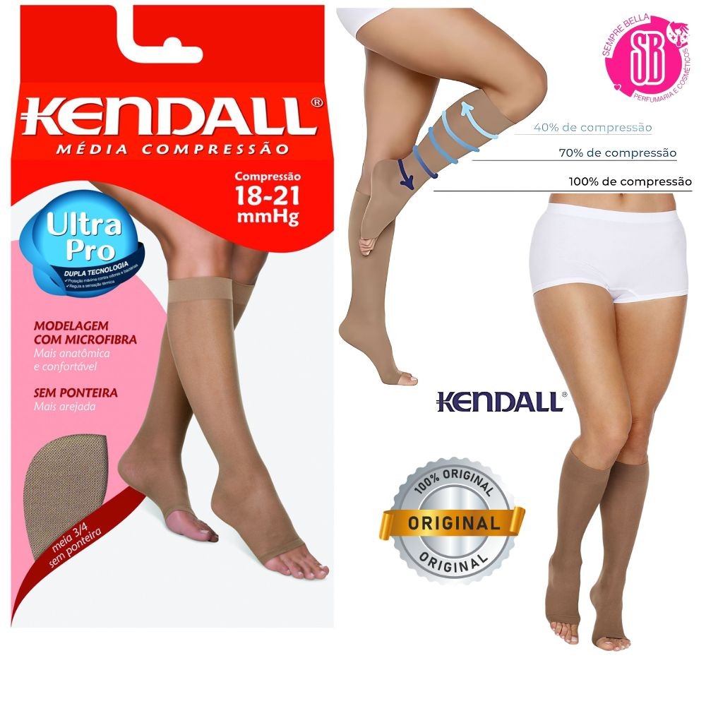 Meia Calça Feminina Kendall 3/4 sem Ponteira Média Compressão 18-21 mmHg Mel Original em Oferta na Shopee