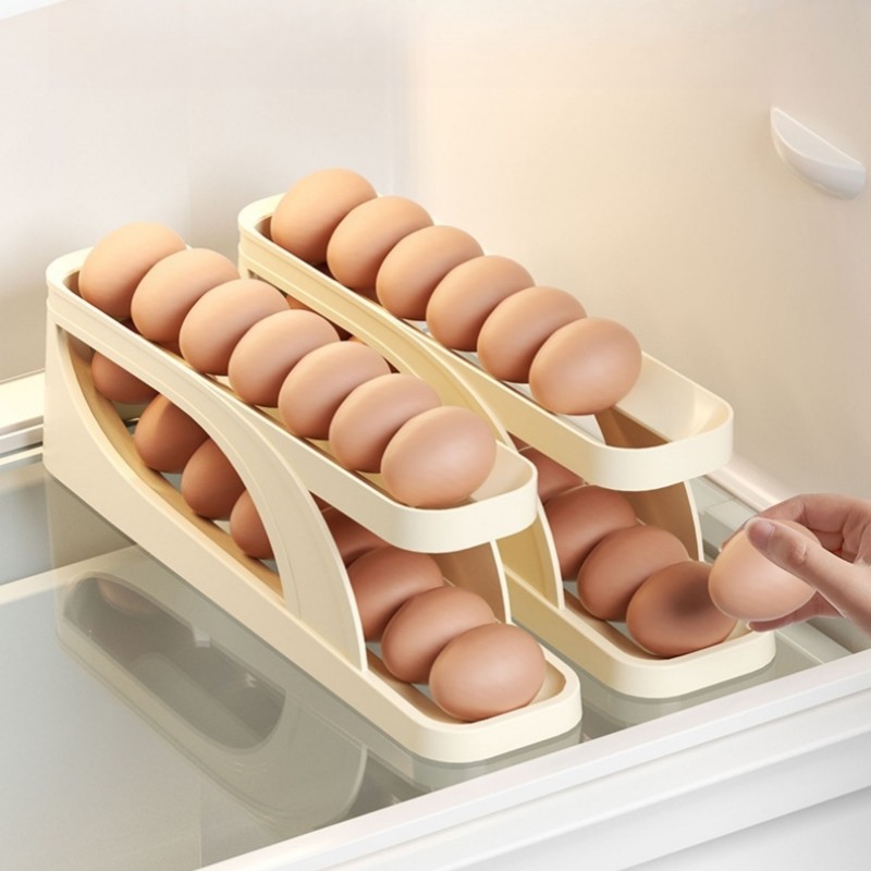 KIT Organizador Porta Ovos Deslizante Para Geladeira De 1 andar Camadas Automática Rolante...