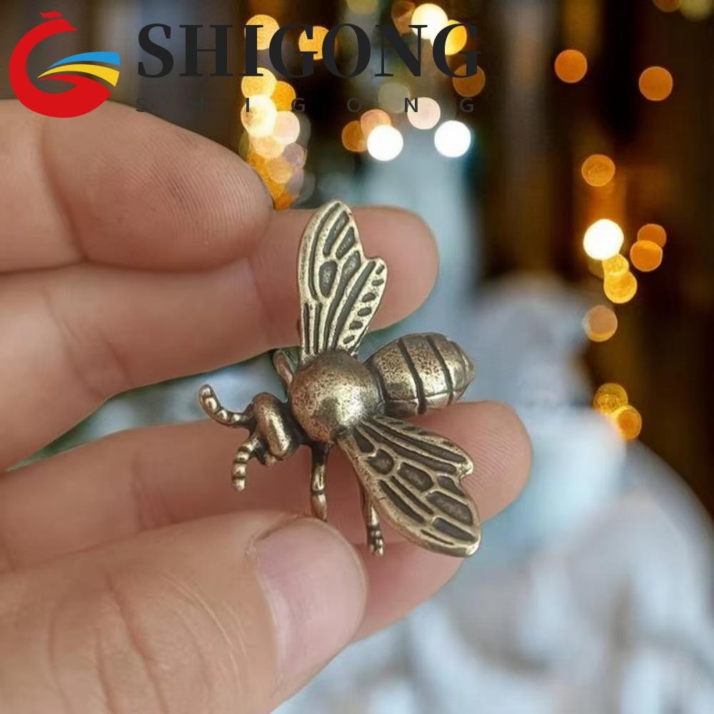 SHIGONG 2 Pçs/set Estátua De Abelha , Miniaturas Chic Estatueta De Cobre , Enfeites De Insetos De Simulação Sólida em Oferta na Shopee