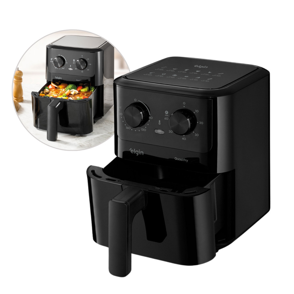 Fritadeira AirFryer Quad Fry 4,2 Litros 1.400W Preta Elgin
