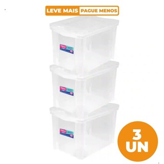 Kit 3 Caixas Organizadoras 30L Transparente Radical Colors Ordene em Oferta na Shopee