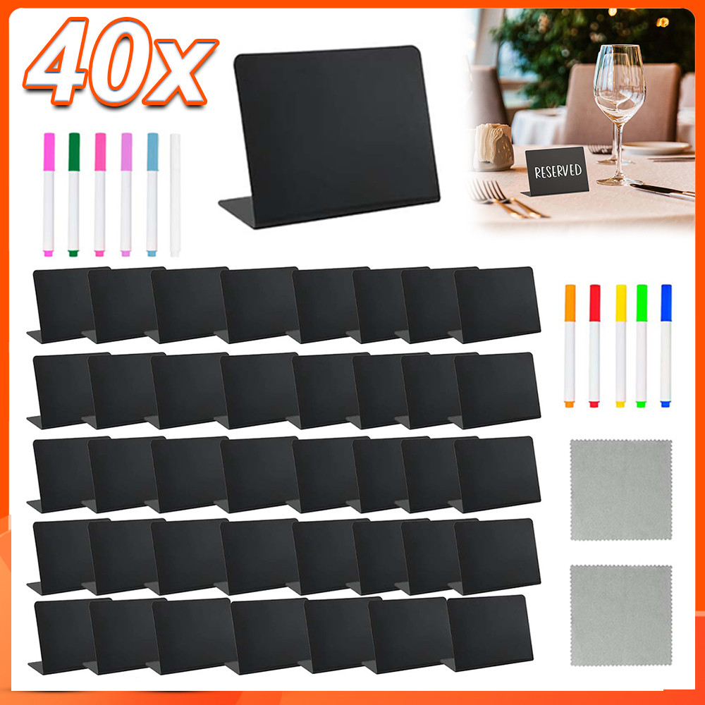 40 peças Mini Lousa Quadro Anotacao Porta Recado Aviso mesa + 11 canetas 10cmX7.6cm
