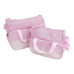 Kit Bolsa Média Maternidade Com Trocador 5 Peças Bebê Rosa