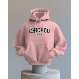 Moletom feminino estampado premium canguru com capuz chicago usa em Oferta na Shopee