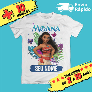 T-shirt Camiseta Infantil Moana Personalizada com nome (Opcional) 10 Modelos Envio Rapido