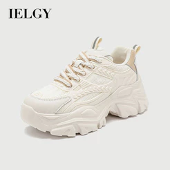 IELGY Daddy Shoes Feminino Novo Verão Versátil Pé Aprimoramento Tênis Branco
