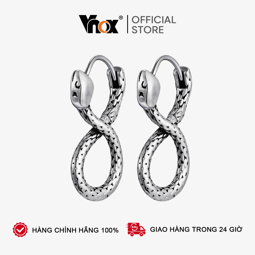 Brincos De Argola Vnox Infinity Snake Para Homens , Joias De Brinco Estilo Punk Masculino De Aço Inoxidável
