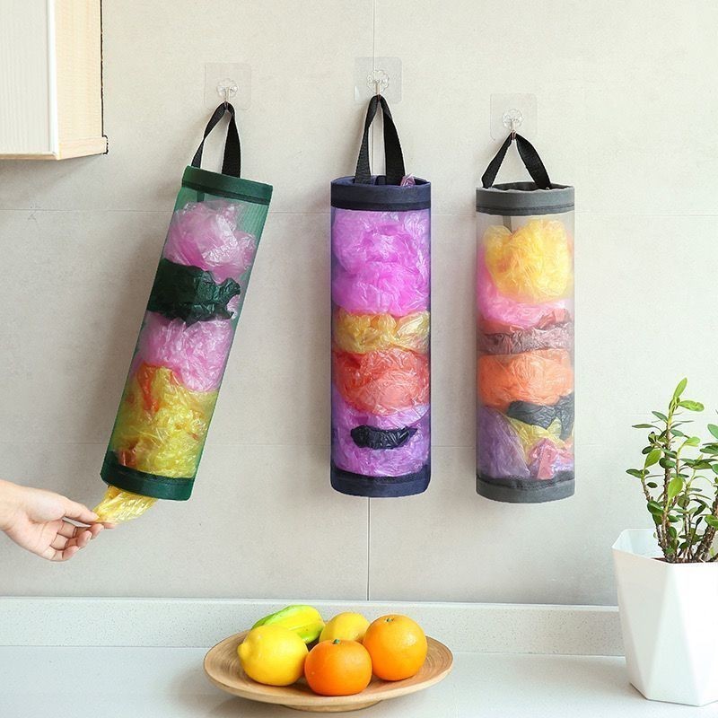 Kit 3 Puxa Saco e Porta-Saco de Lixo Dispense Organizador de Saco Plástico