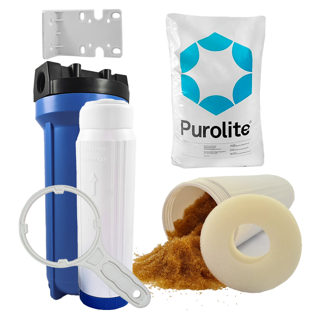 Kit Filtro Água Cavalete De Entrada Poe E Resina Mista C-100 Purolite