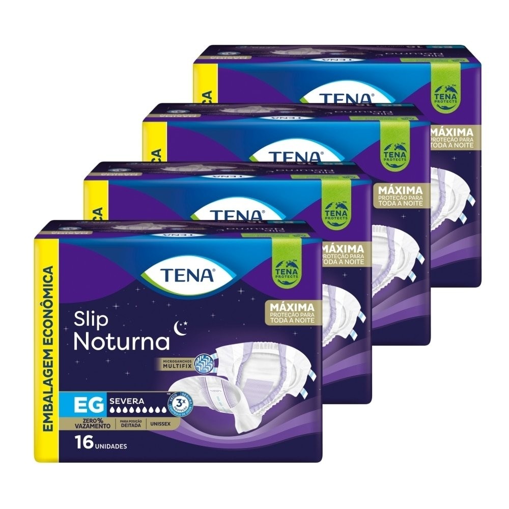 Fralda Descartavel Adulto Tena Slip Ultra Noturna Extra Grande - 4 pacotes com 16 Fraldas - Health