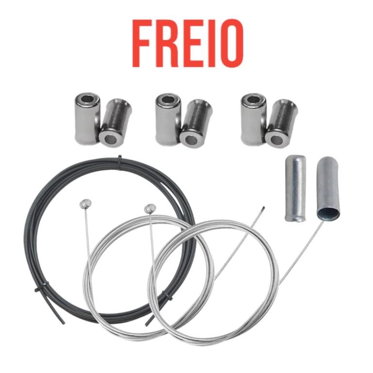 Kit Cabos Conduites Terminal Freio e Marcha Completo Bike