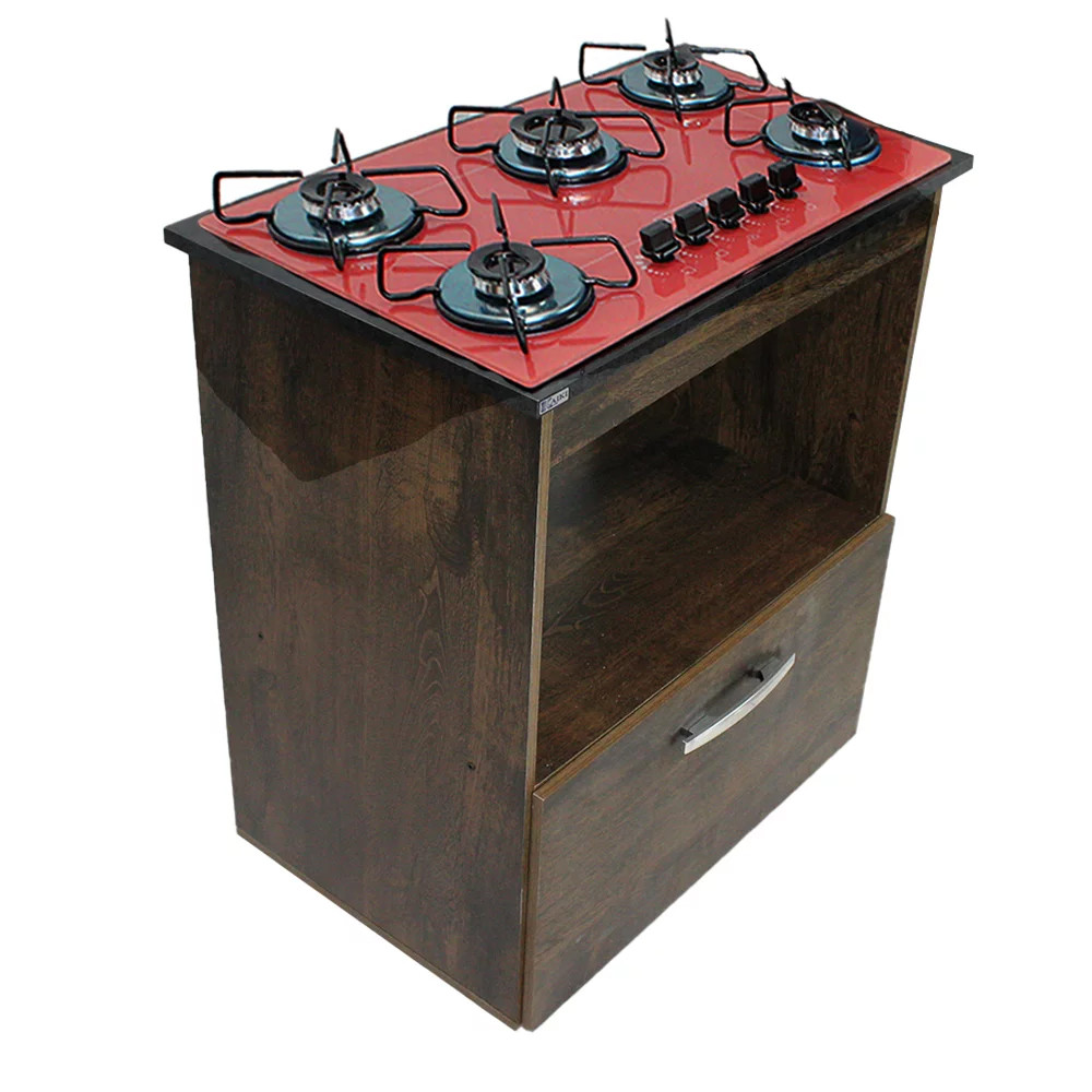 Kit Balcão Salvia com Cooktop Vermelho 5 Bocas Bivolt Chamalux - Home & Living