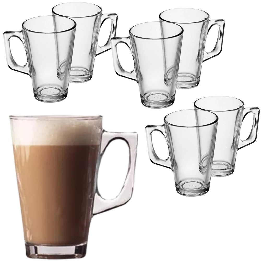 Kit 6 Caneca Cappuccino Café Chá Leite Chocolate de Vidro Resistente 225ml - Ideal para cafeteira em Oferta na Shopee