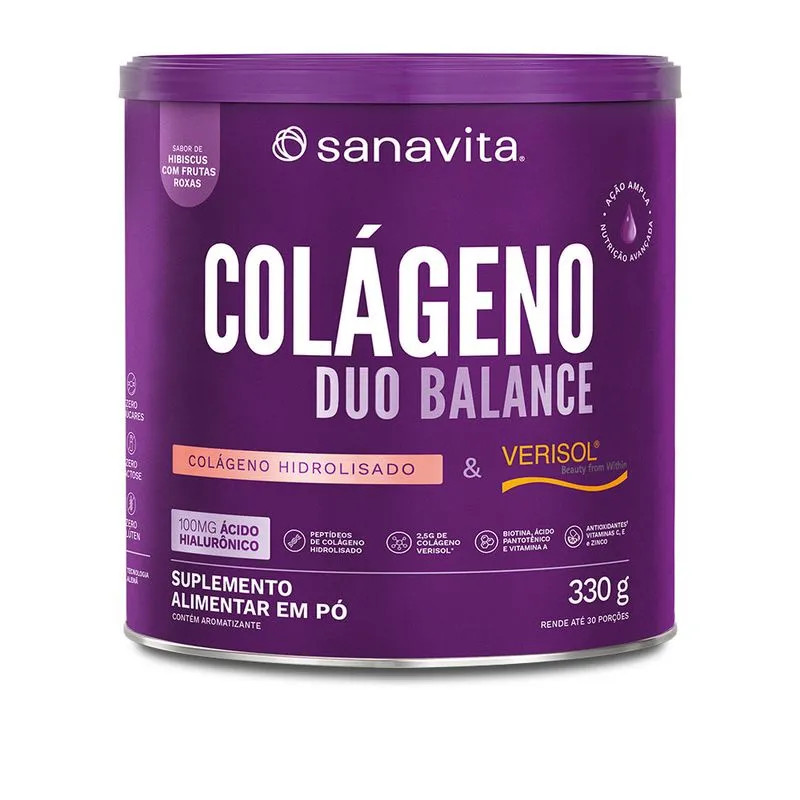 Colageno Duo Balance Hibiscus e Frutas Roxas 330g - Sanavita em Oferta na Shopee