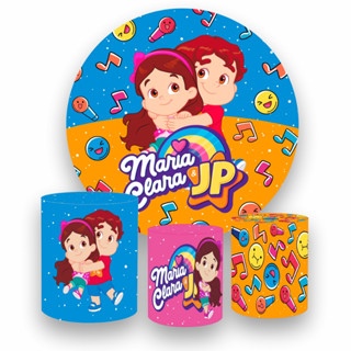 Kit Painel Redondo em tecido sublimado 1,5 + 3 Capas de Cilindros MARIA CLARA E JP em Oferta na Shopee